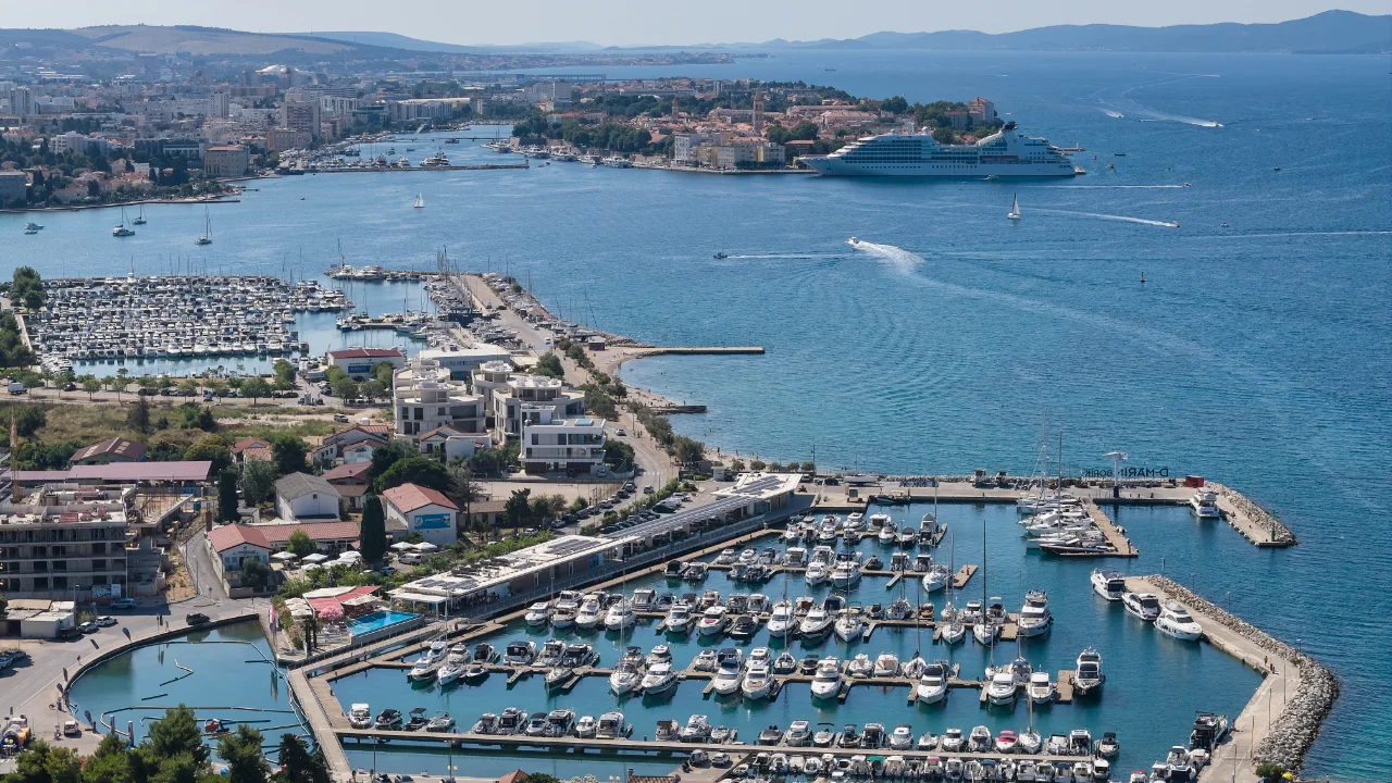 Aerial view of D-Marin Borik and the Zadar coastline